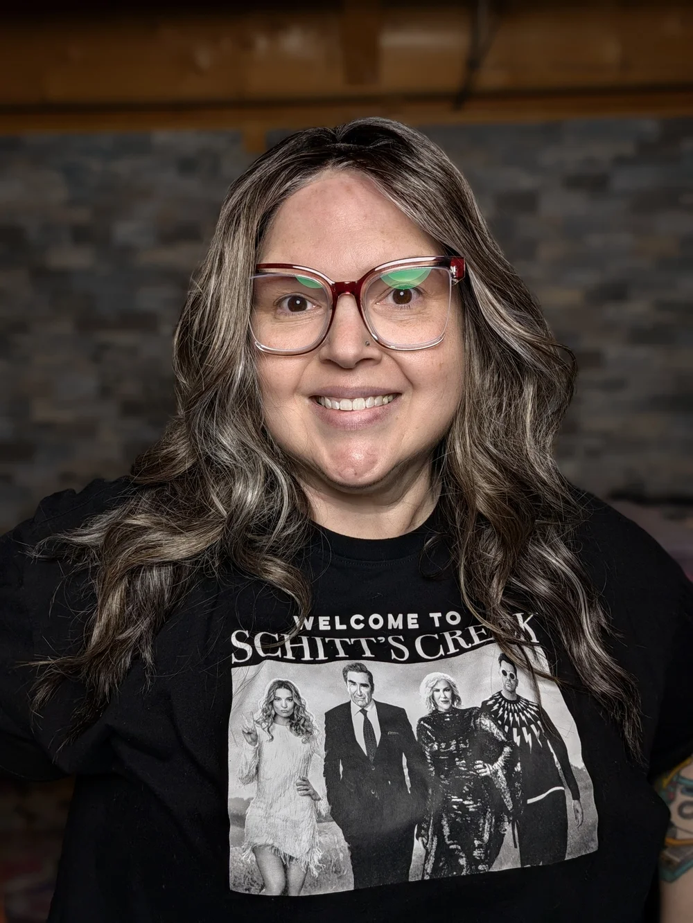 Raye Steel From Sassy Misfits Brown and Silver Wavy Hair - Natural Highlights
